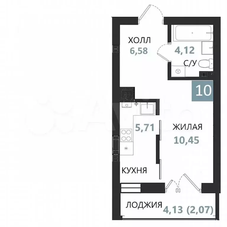 Квартира-студия, 28,9 м, 2/5 эт. - Фото 0