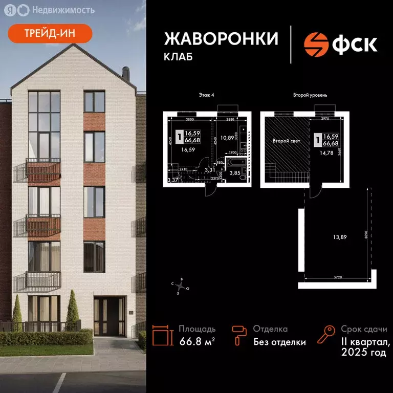 2-комнатная квартира: Митькино, жилой комплекс Жаворонки Клаб, к4 ... - Фото 0