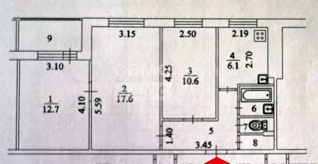 3-к. квартира, 58 м, 4/9 эт. - Фото 0