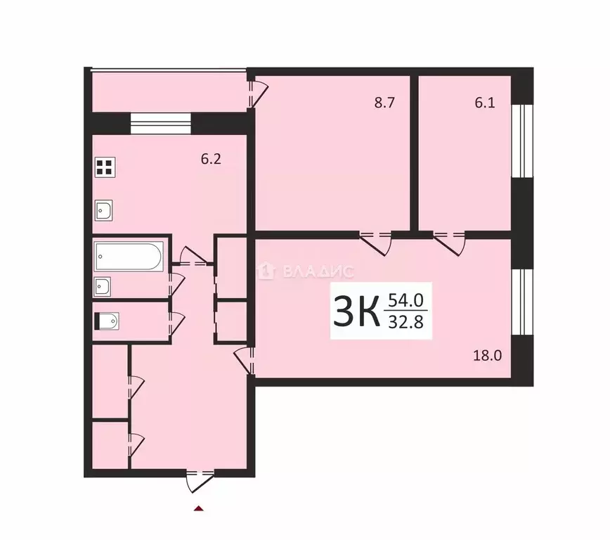 3-к кв. Санкт-Петербург Поэтический бул., 9 (52.0 м) - Фото 1