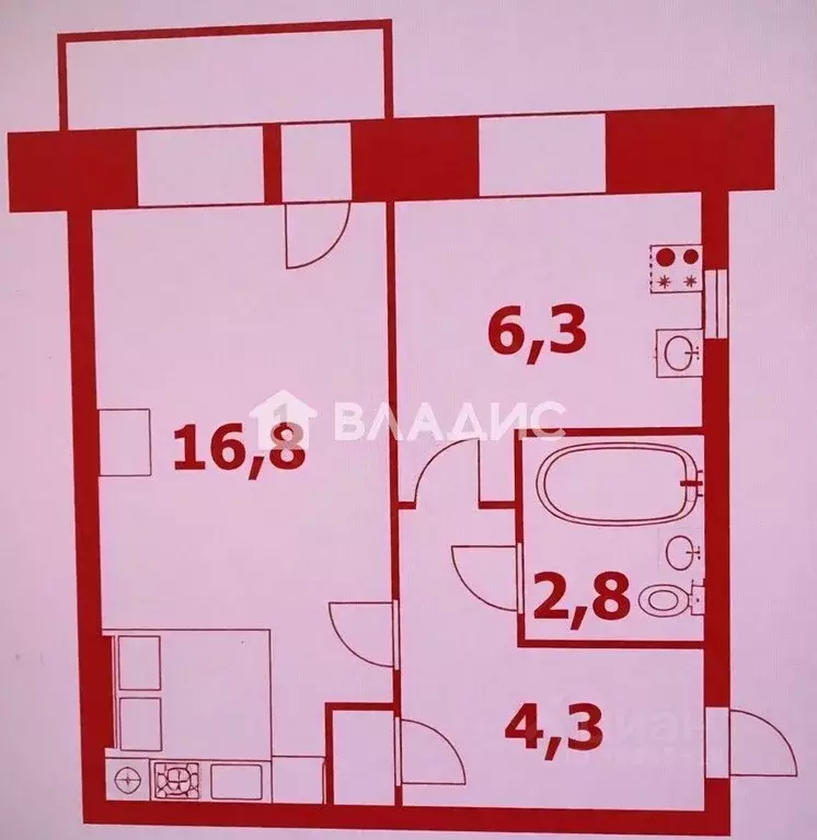 1-к кв. Брянская область, Брянск Октябрьская ул., 139 (30.7 м) - Фото 2