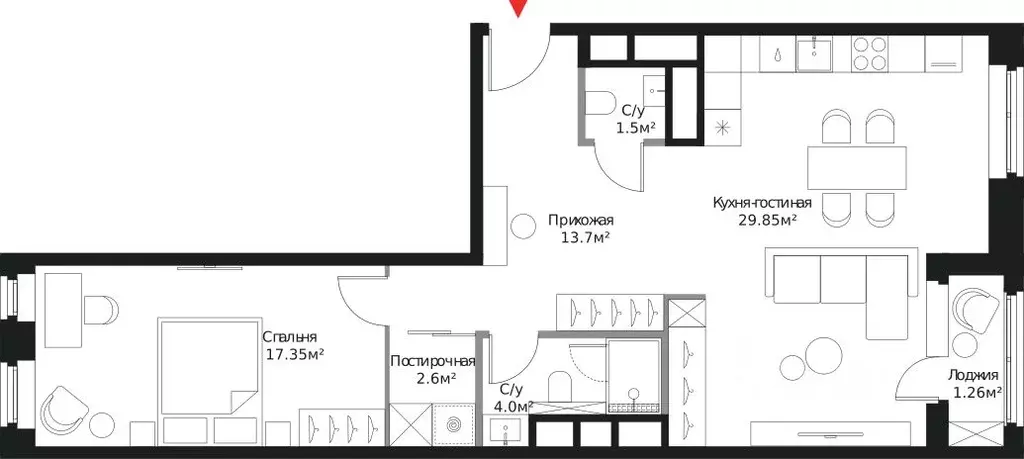 3-к кв. Москва Лермонтовская ул., 1 (70.26 м) - Фото 0