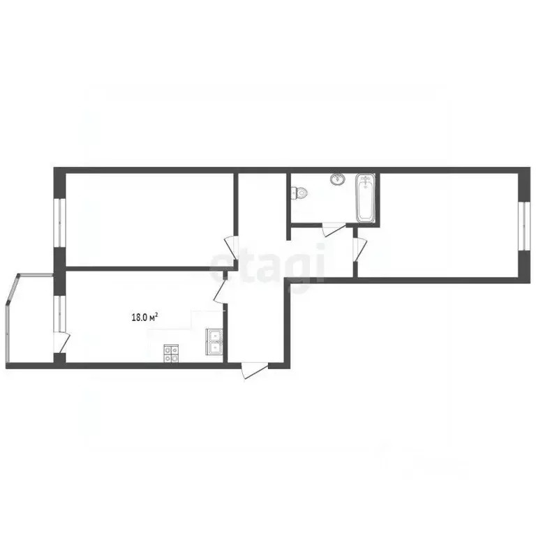 2-к кв. Ханты-Мансийский АО, Сургут ул. Крылова, 30 (67.9 м) - Фото 2