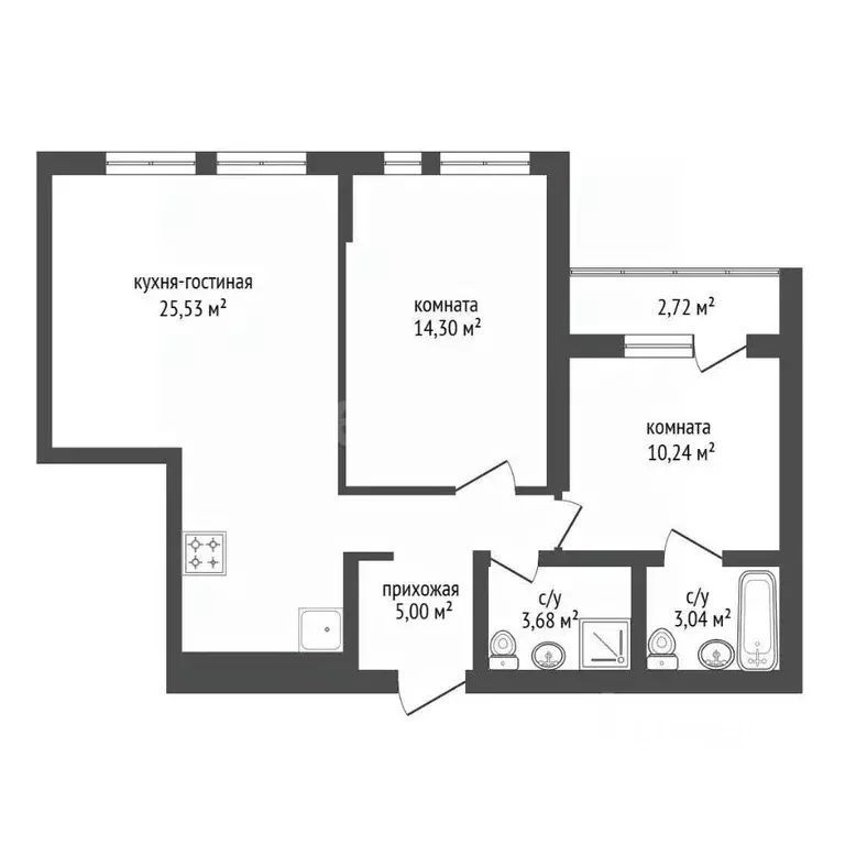 2-к кв. Башкортостан, Уфа Заводская ул., 15/3 (63.2 м) - Фото 2