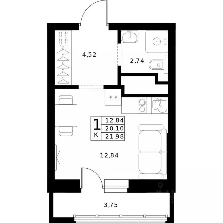 Студия Нижегородская область, Нижний Новгород Ленгородок мкр, Мед ... - Фото 1