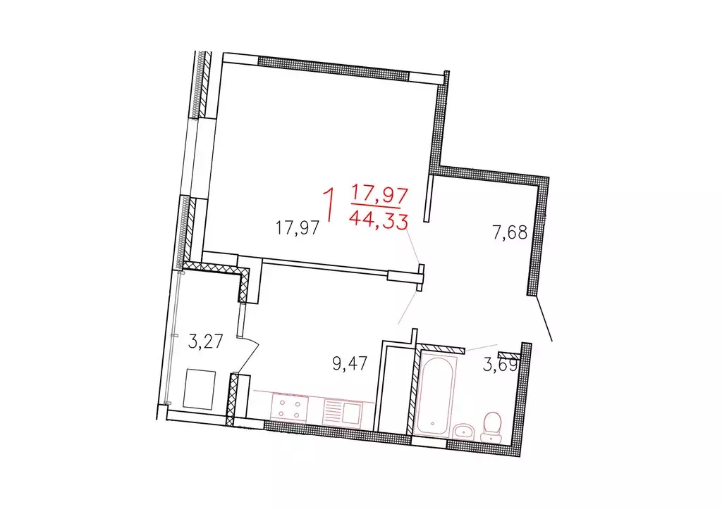 1-комнатная квартира: Тверь, Планерная улица, 8 (44.3 м) - Фото 1