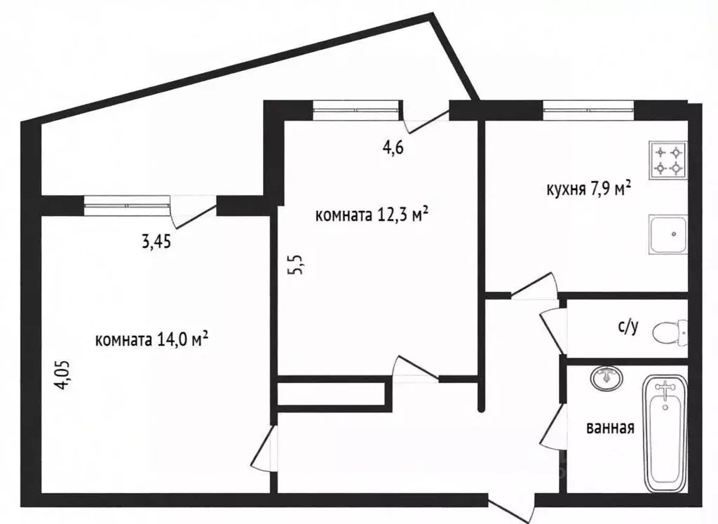 2-к кв. Ярославская область, Ярославль ул. Урицкого, 45 (44.6 м) - Фото 0