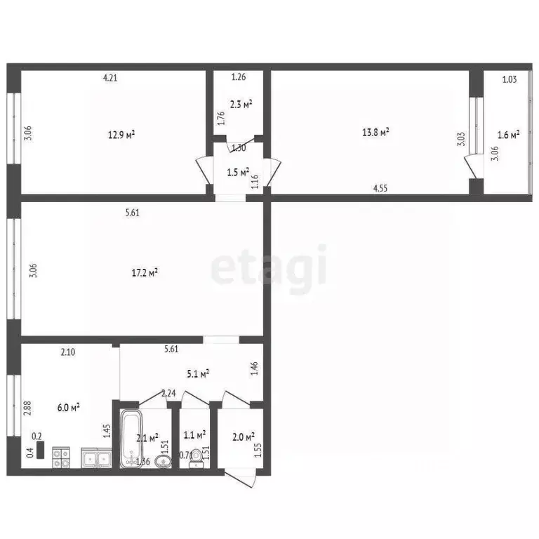 3-к кв. Мордовия, Кочкуровский район, пос. Красномайский Прудная ул., ... - Фото 2