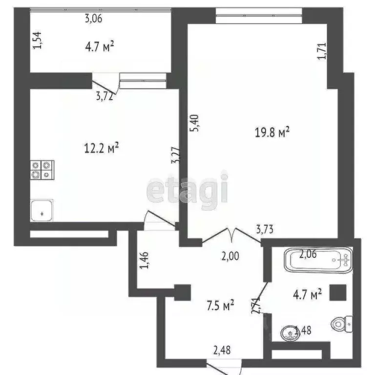 2-к кв. Ростовская область, Ростов-на-Дону ул. Еляна, 70/100 (55.0 м) - Фото 1