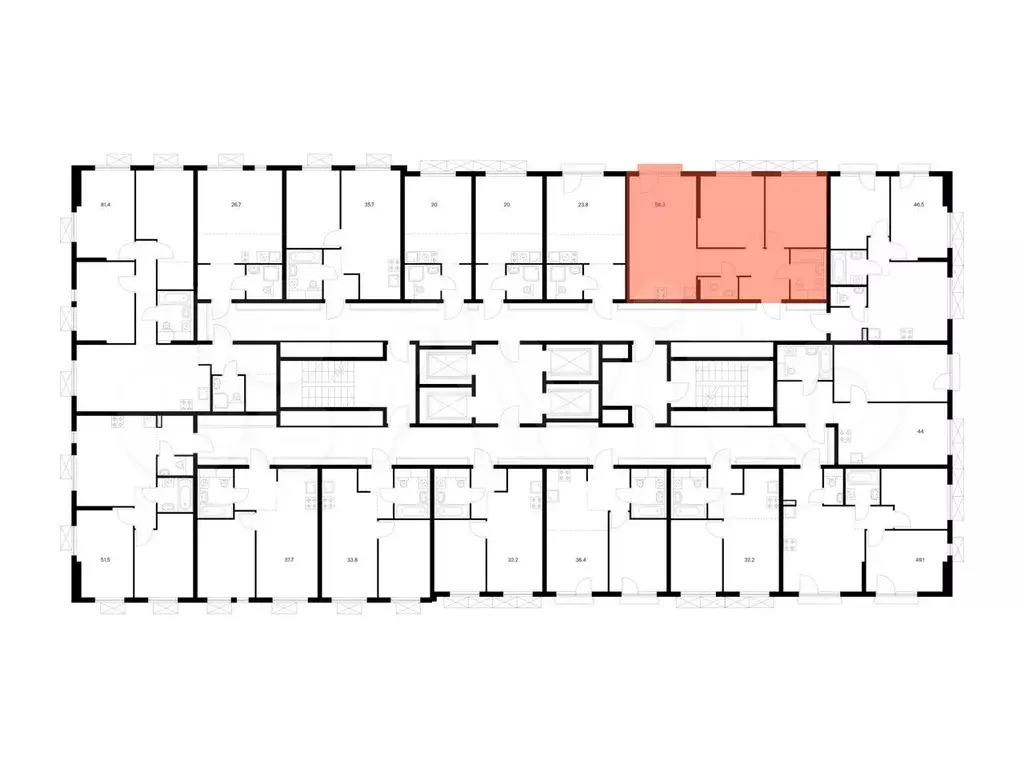 2-к. квартира, 58,3м, 13/24эт. - Фото 1