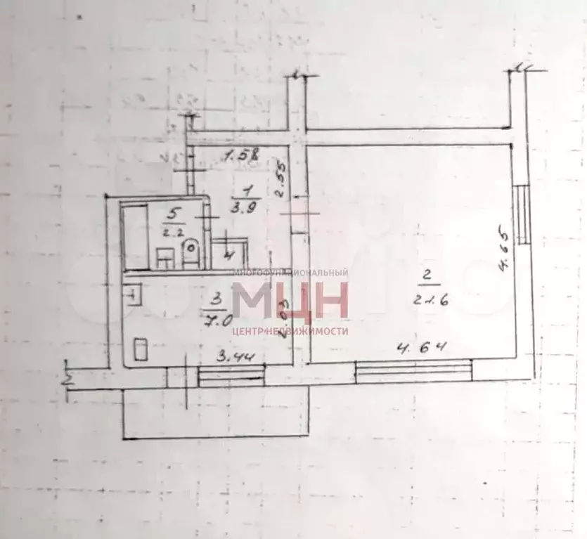 1-к. квартира, 35 м, 3/5 эт. - Фото 0