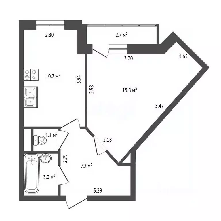 1-к кв. Санкт-Петербург ул. Крыленко, 13к4 (37.7 м) - Фото 2