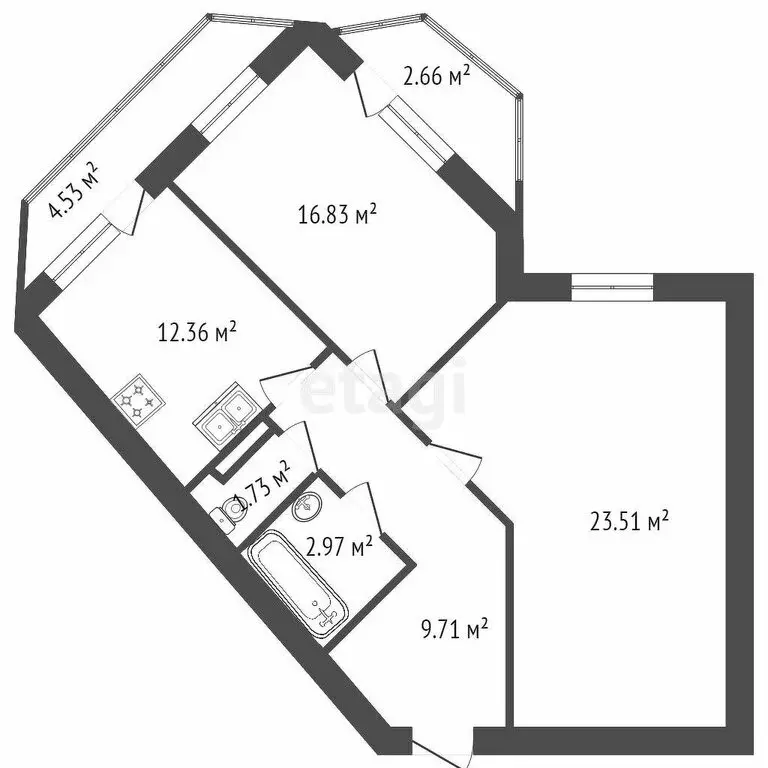 2-комнатная квартира: город Тельмана, Ладожский бульвар, 1к1 (67.15 м) - Фото 1