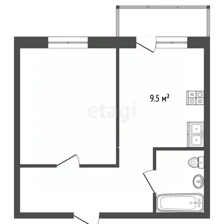 1-к кв. Самарская область, Самара ул. Николая Баженова, 2А (39.0 м) - Фото 2