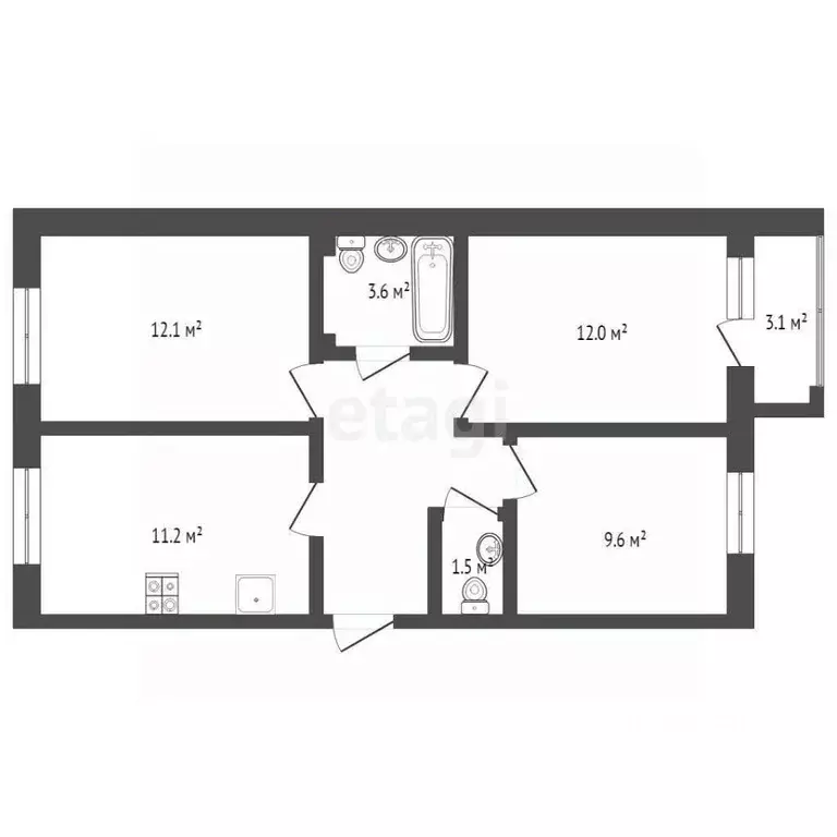 3-к кв. Тюменская область, Тюмень ул. Надира Сагдеева, 10 (59.9 м) - Фото 1