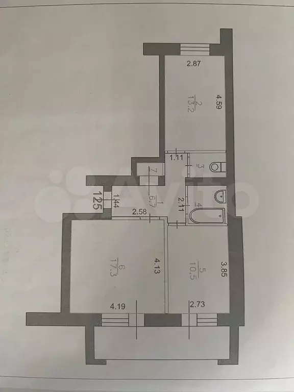 2-к. квартира, 57,7 м, 6/6 эт. - Фото 0