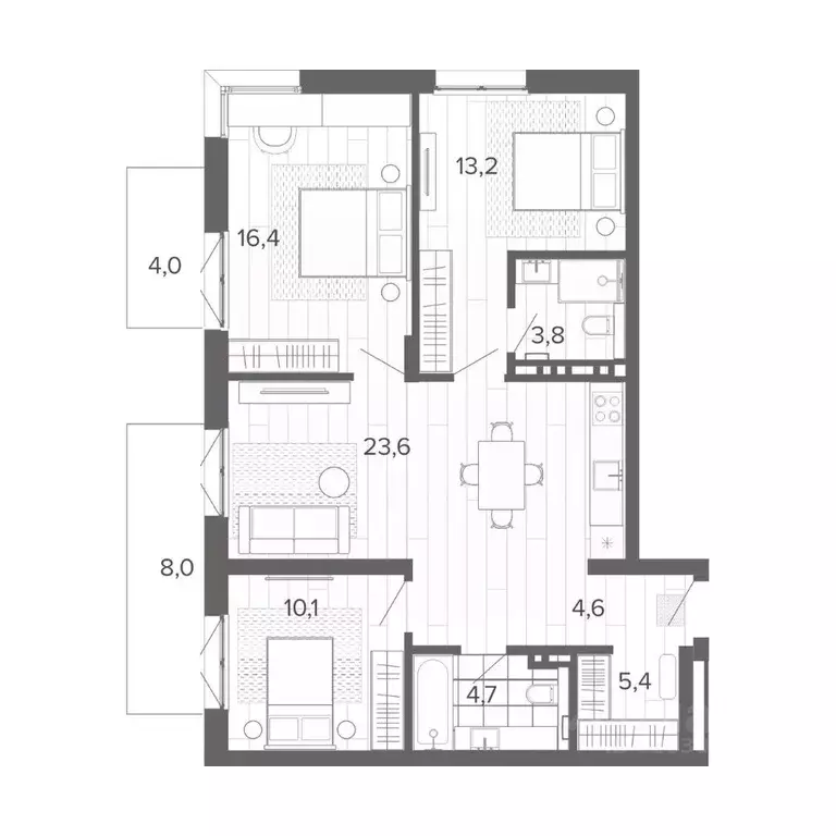 4-к кв. Алтайский край, Барнаул тракт Змеиногорский, 35Б (93.8 м) - Фото 0