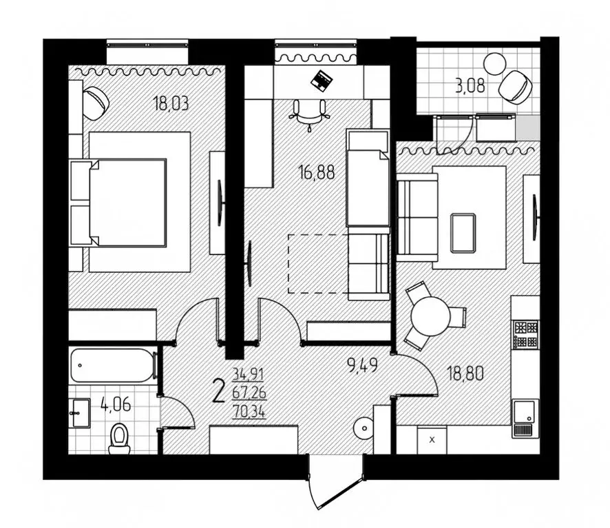 2-комнатная квартира: Энгельс, Полтавская улица, 6А (70.34 м) - Фото 2