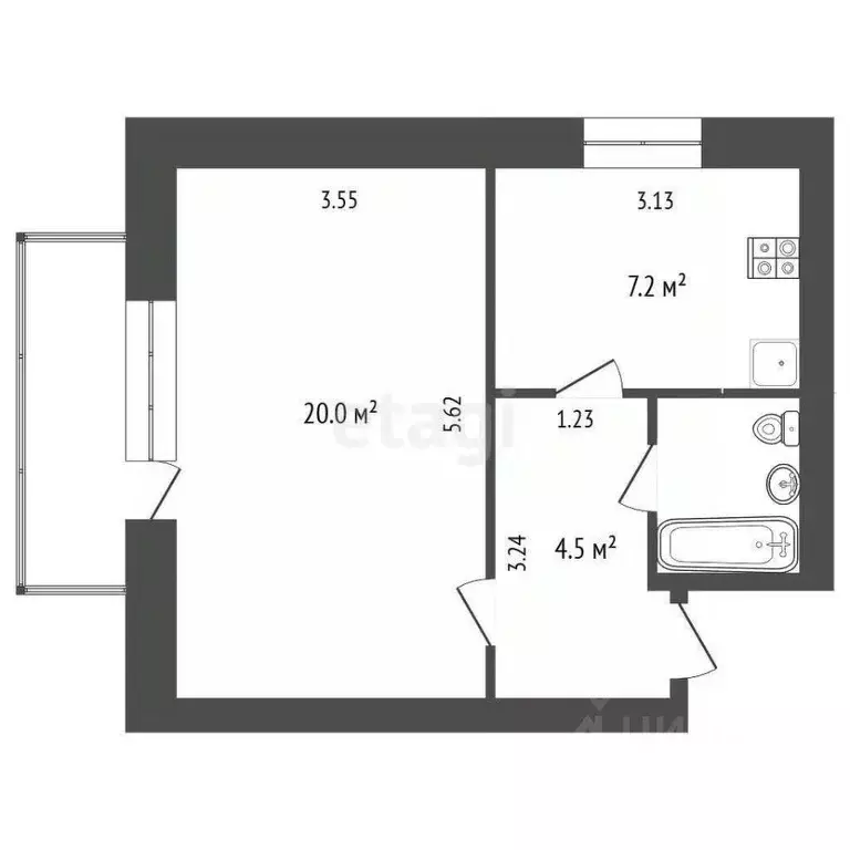 1-к кв. Крым, Симферопольский район, пос. Школьное ул. Мира (36.0 м) - Фото 1