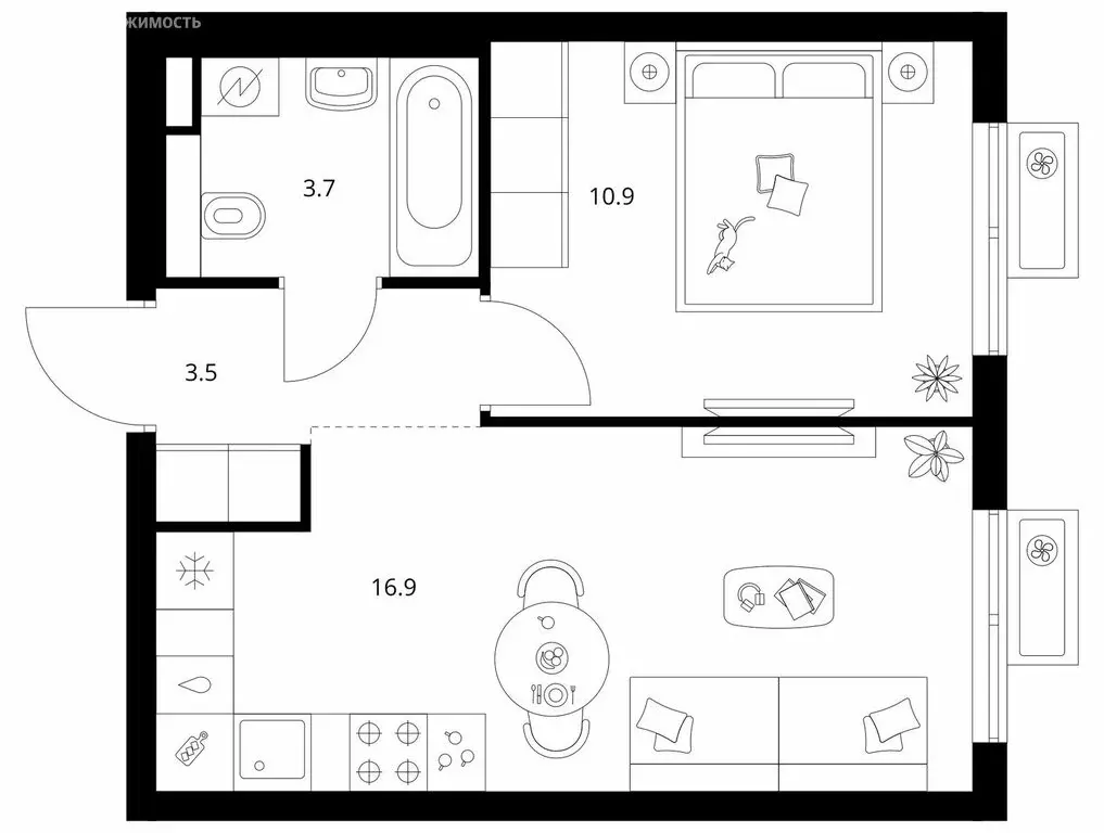 1-комнатная квартира: Мытищи, 16-й микрорайон (35 м) - Фото 1
