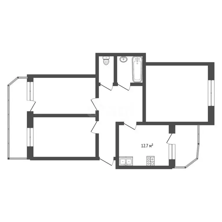 3-комнатная квартира: Омск, улица Куйбышева, 148/1 (74.3 м) - Фото 1