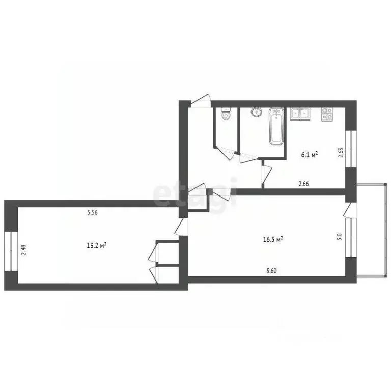 2-к кв. Калужская область, Калуга ул. Тельмана, 11 (45.1 м) - Фото 0