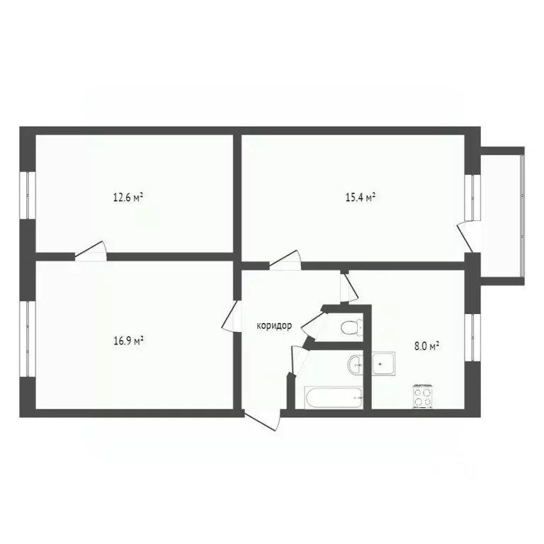 3-к кв. Вологодская область, Вологда ул. Некрасова, 55 (54.5 м) - Фото 1