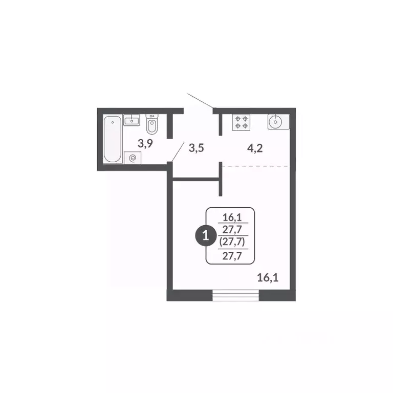 1-к кв. Кировская область, Киров  (27.7 м) - Фото 0