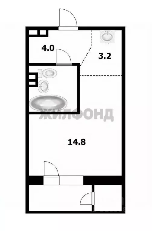 Студия Новосибирская область, Новосибирск ул. Аэропорт, 49/2 (26.2 м) - Фото 0