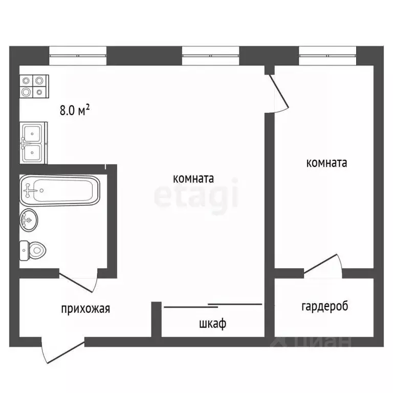 2-к кв. Тюменская область, Тюмень Одесская ул., 59 (44.4 м) - Фото 2