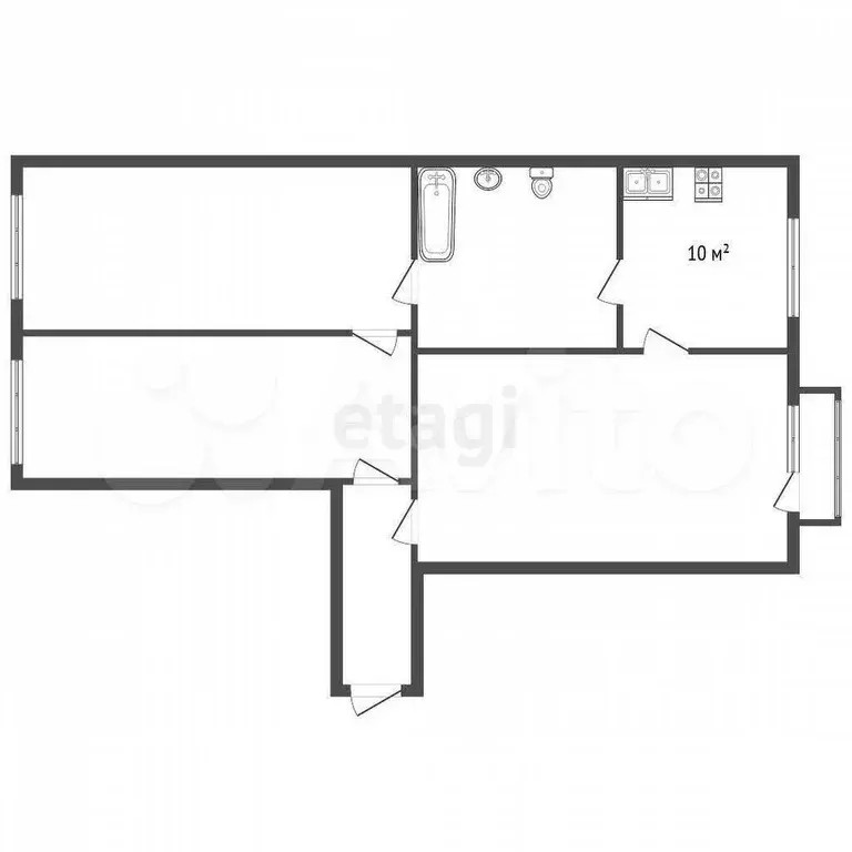 3-к. квартира, 92 м, 6/6 эт. - Фото 1