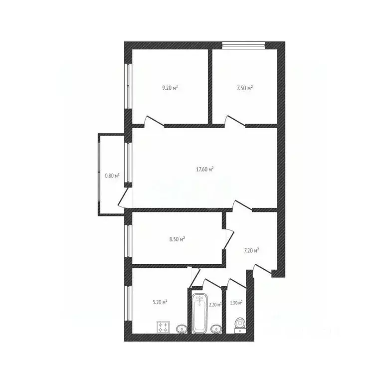 4-к кв. Брянская область, Дятьковский район, Любохна рп ул. Пушкина, 5 ... - Фото 2