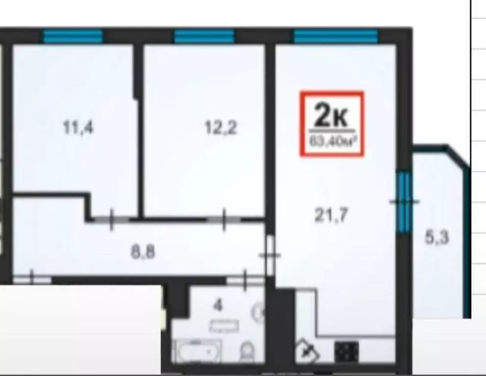 2-комнатная квартира: Анапа, Анапское шоссе, 30к3 (63 м) - Фото 0