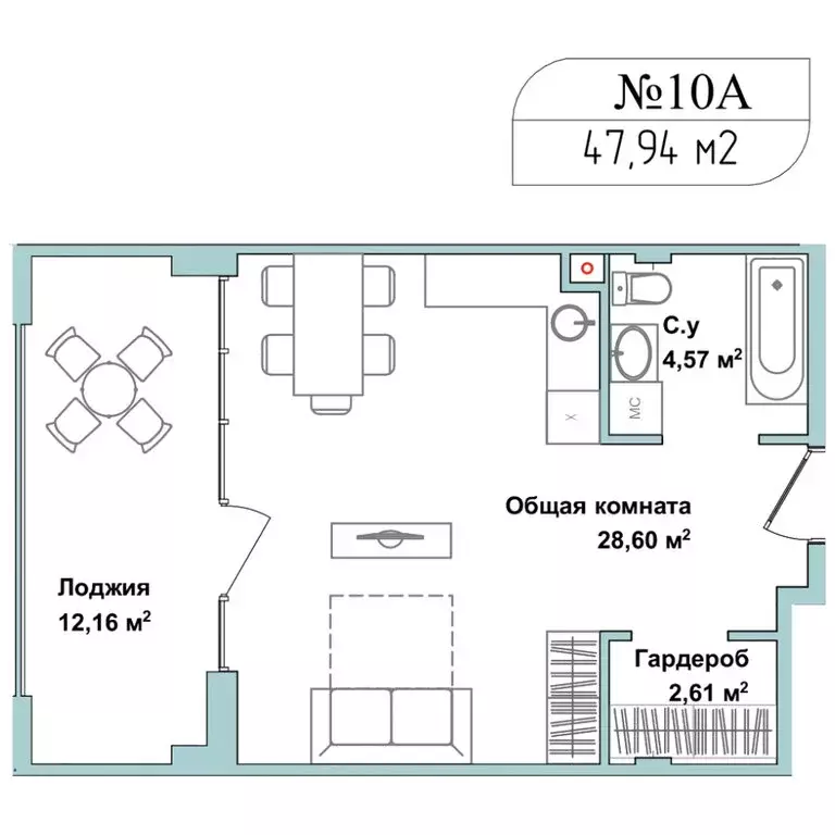 1-комнатная квартира: Севастополь, улица Лётчиков, 10к4 (47.7 м) - Фото 1
