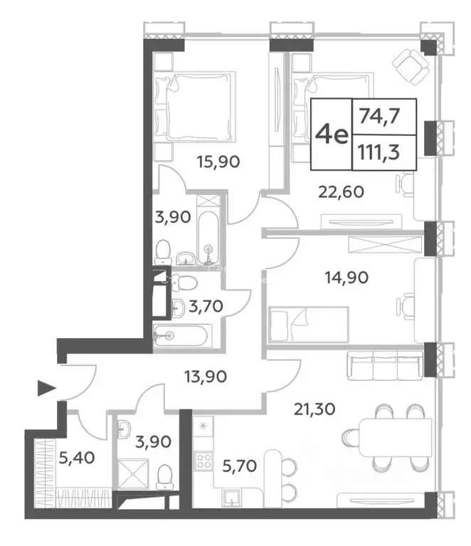 4-к кв. Москва просп. Генерала Дорохова, 49 (111.3 м) - Фото 2