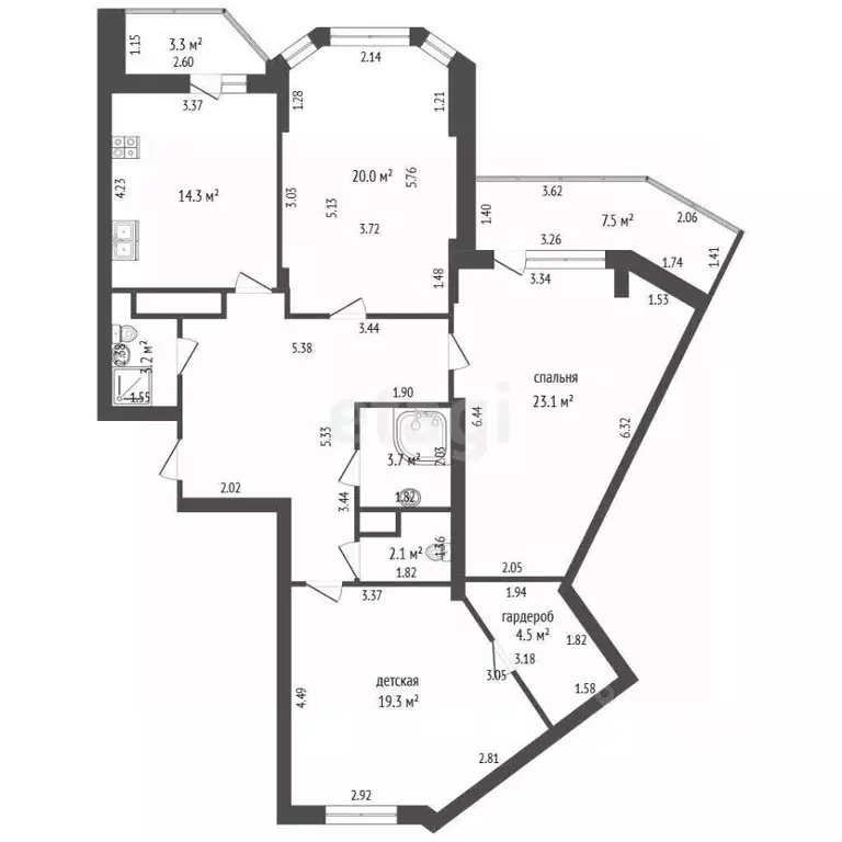 2-к кв. Московская область, Балашиха ул. Калинина, 17/10к2 (105.1 м) - Фото 2