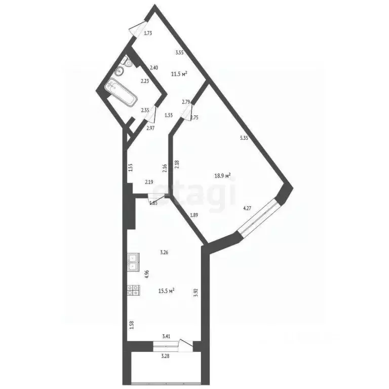 1-к кв. Ханты-Мансийский АО, Ханты-Мансийск ул. Объездная, 8 (50.8 м) - Фото 2