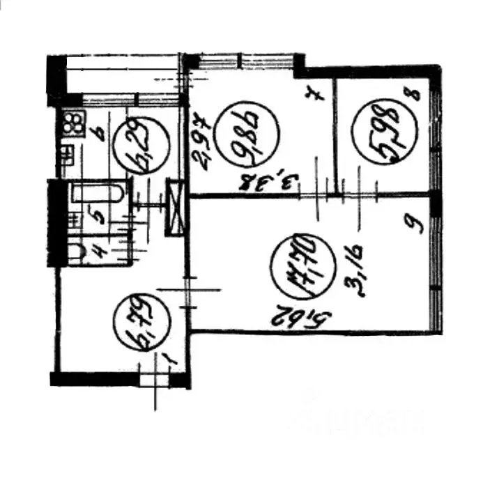 3-к кв. Санкт-Петербург ул. Брянцева, 16 (52.0 м) - Фото 1