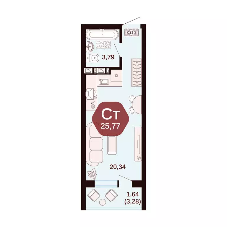 Квартира-студия: Ростовская область, Аксай (25.77 м) - Фото 1