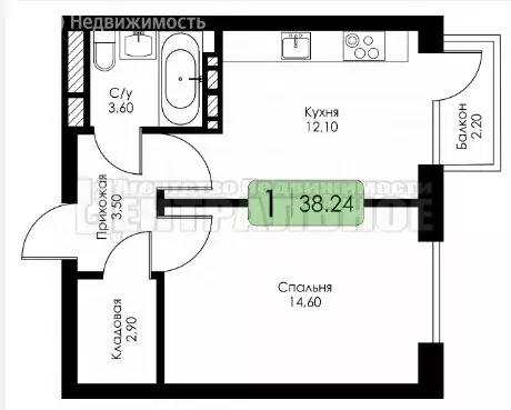 1-комнатная квартира: Смоленск, ЖК Среда (38.24 м) - Фото 0