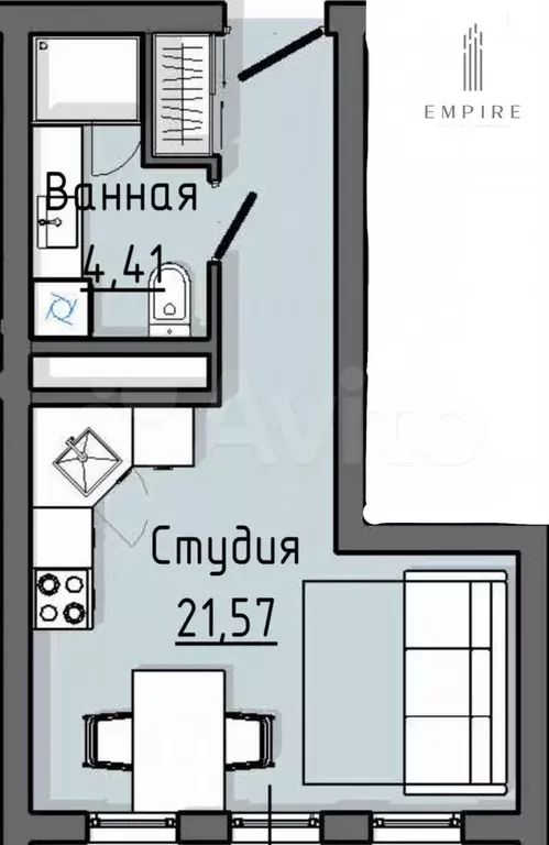 Квартира-студия, 25,8 м, 4/26 эт. - Фото 0