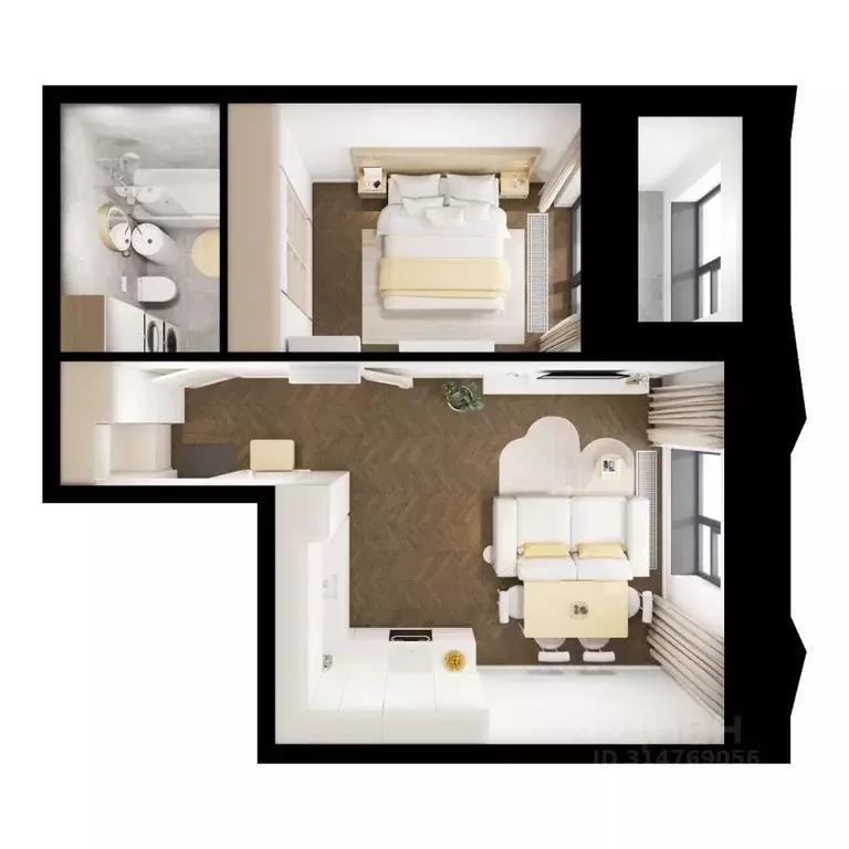 1-к кв. Татарстан, Казань Ботаническая 3 жилой комплекс, 2 (43.9 м) - Фото 1