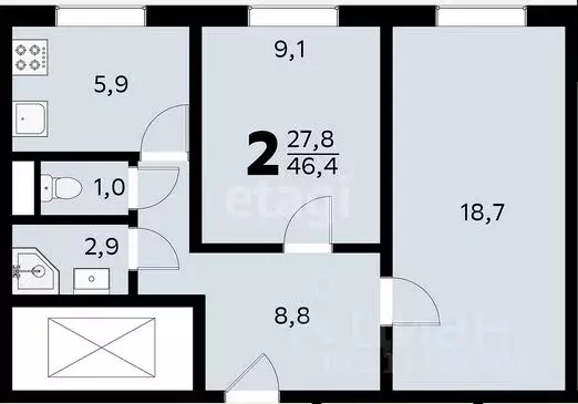 2-к кв. Москва Зеленоградская ул., 37 (44.6 м) - Фото 1