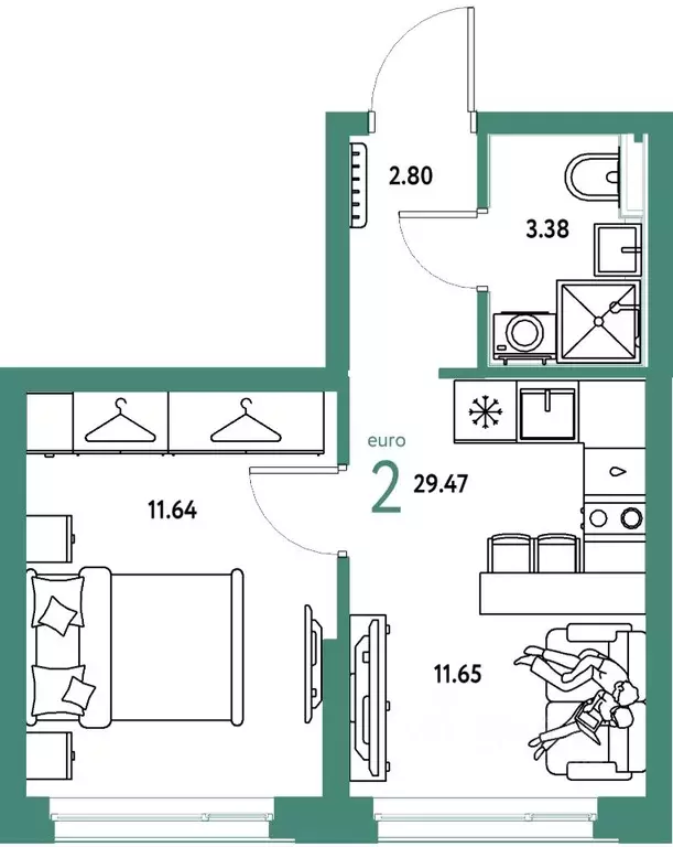 2-к кв. Свердловская область, Екатеринбург ул. Шефская, 28А (29.47 м) - Фото 1