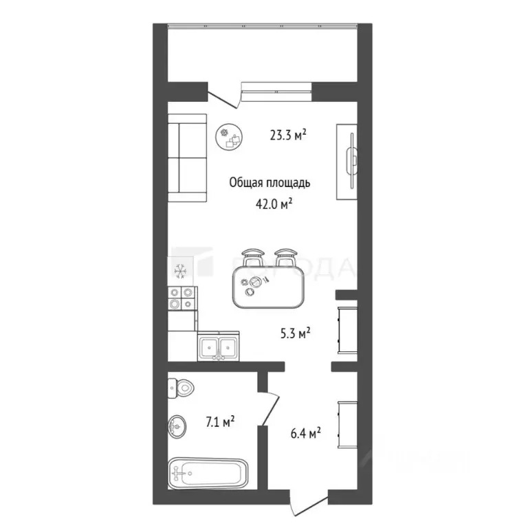 1-к кв. Новосибирская область, Новосибирск Горский мкр, 82 (42.0 м) - Фото 2