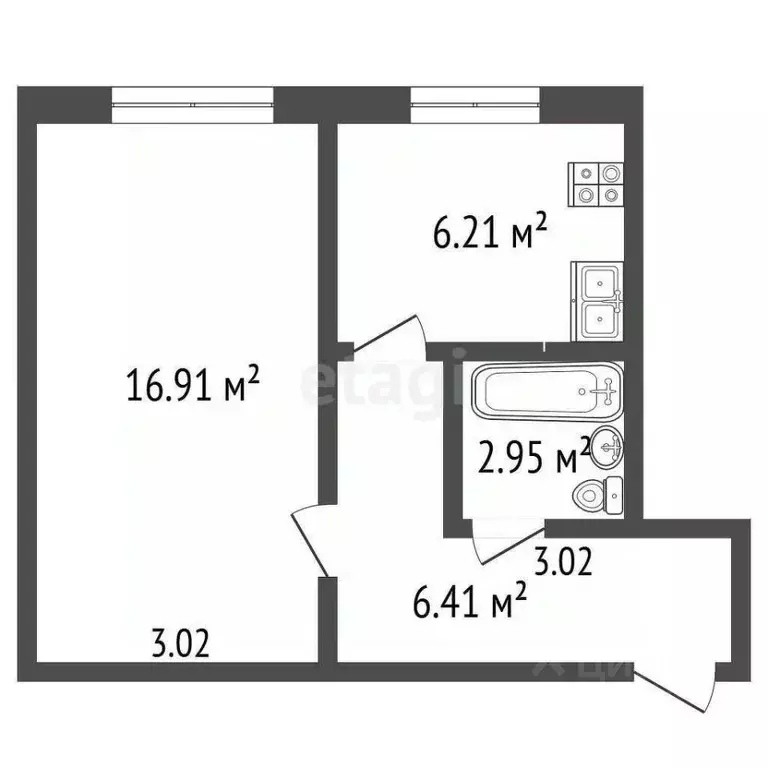 1-к кв. Ставропольский край, Пятигорск ул. Юлиуса Фучика (32.5 м) - Фото 2