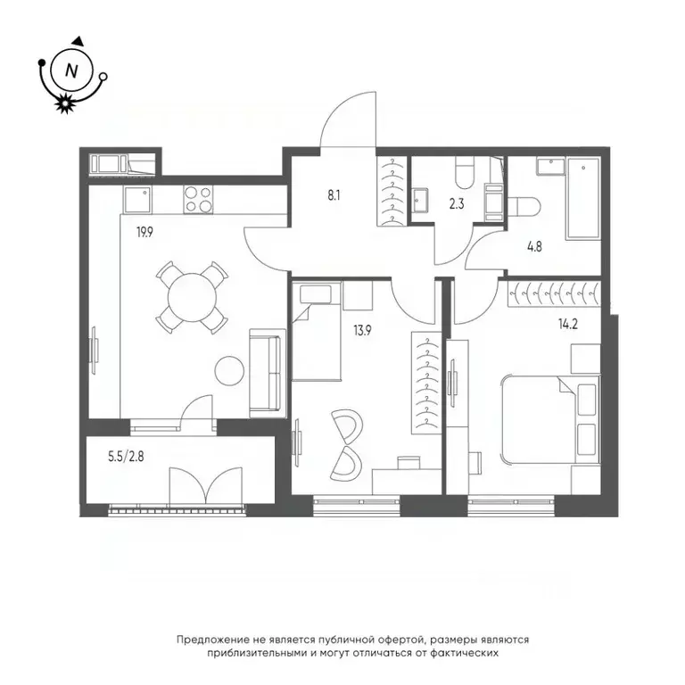 2-к кв. Омская область, Омск Зеленая река мкр, 13 (66.0 м) - Фото 0