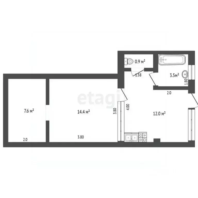 2-к кв. Крым, Ялта ул. Киевская, 38 (38.4 м) - Фото 1