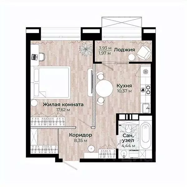 1-к кв. Хабаровский край, Хабаровск Волочаевская ул., 156 (42.75 м) - Фото 1