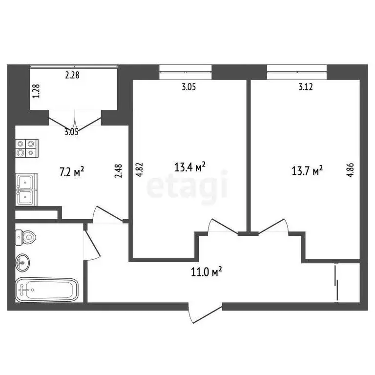 2-комнатная квартира: Череповец, улица Тимохина, 7 (49.1 м) - Фото 0